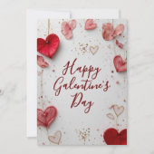 Happy Galentine’s Day Elegant Heart Floral Card シーズンカード (正面)
