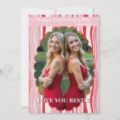 Happy Galentine’s Day Pink Stripes Besties Forever シーズンカード (正面)