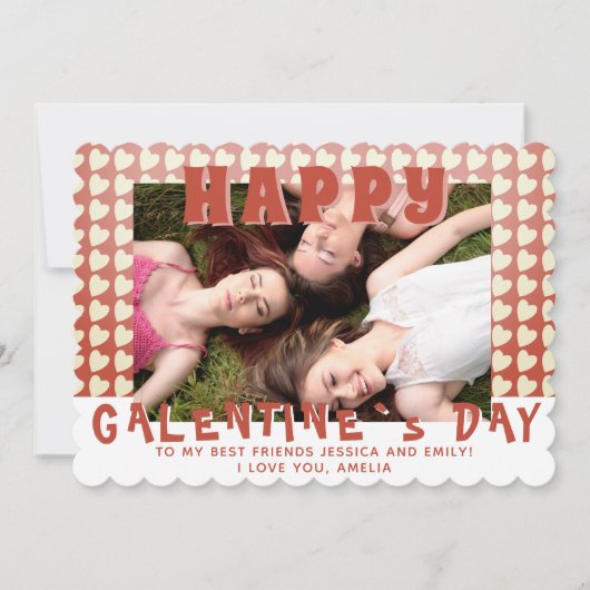 Happy Galentine's Dayハートフォトフレンド シーズンカード (正面)
