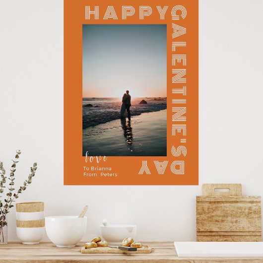 Happy Galentine's Dayフォトコラージュのカップルが折り畳まれた ポスター (キッチン)