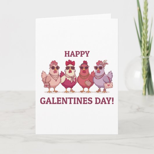 Happy Galentines Day Chicken Squad Cute Funny Hens シーズンカード (正面)