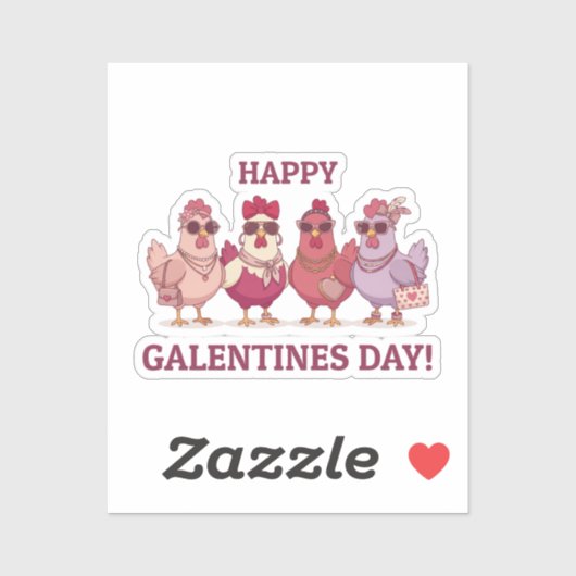 Happy Galentines Day Chicken Squad Cute Funny Hens シール (シート)