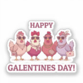 Happy Galentines Day Chicken Squad Cute Funny Hens シール (正面)