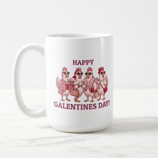 Happy Galentines Day Chicken Squad Funny Glam Hens コーヒーマグカップ (左)