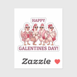 Happy Galentines Day Chicken Squad Funny Glam Hens シール