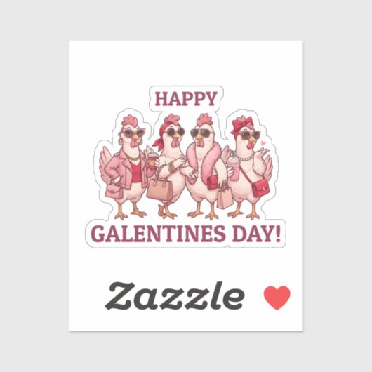Happy Galentines Day Chicken Squad Funny Glam Hens シール (シート)