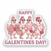 Happy Galentines Day Chicken Squad Funny Glam Hens シール (正面)