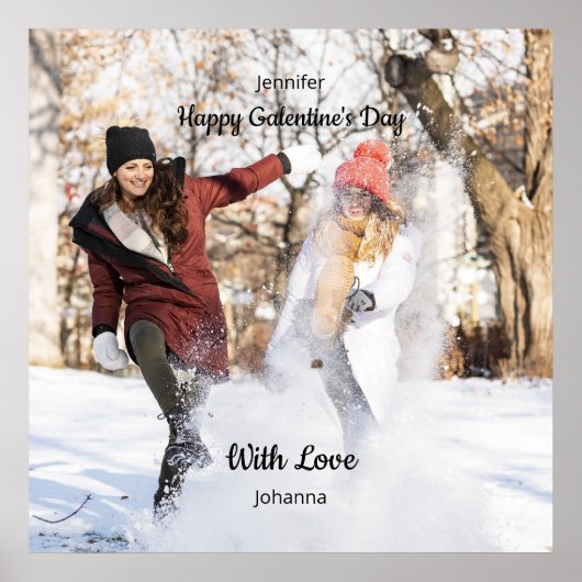 Happy Galentine's Day Custom Photo Best Friends ポスター (正面)