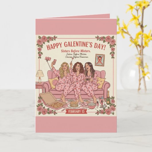 Happy Galentine's Day Greeting Card カード (黄色い花)