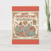 Happy Galentine's Day Greeting, Four Girlfriends カード (正面)