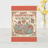 Happy Galentine's Day Greeting, Four Girlfriends カード (黄色い花)