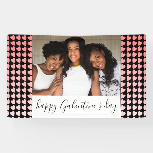 Happy Galentine's Day Pinkハートフォトフレンド 横断幕 (横)