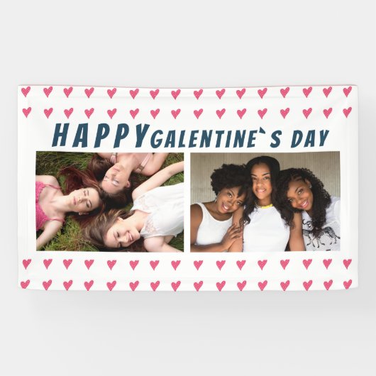 Happy Galentine's Day Pinkハートフレンド2 Photo B 横断幕 (横)