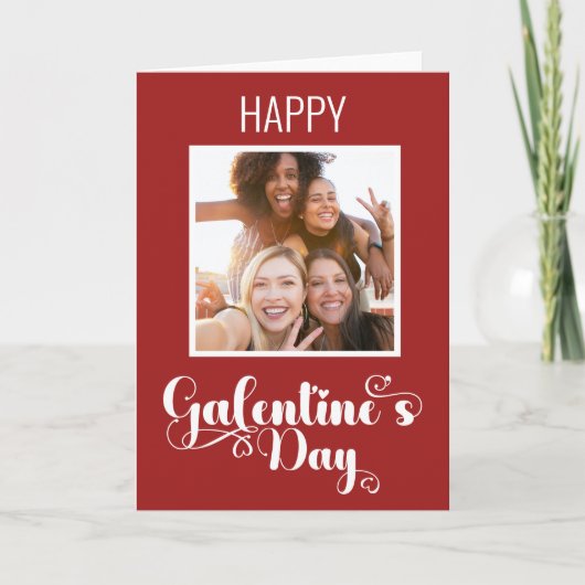 Happy Galentine's Red With Photo Designed by VI カード (正面)