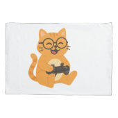 Happy Gamer Cat – ビデオゲームおもしろい 枕カバー (裏面)