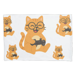 Happy Gamer Cat – ビデオゲームおもしろい 枕カバー