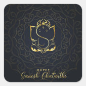 Happy Ganesh Chaturthi スクエアシール (正面)