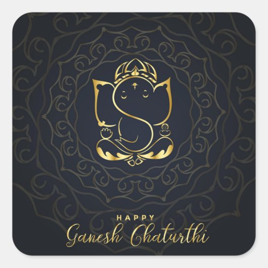 Happy Ganesh Chaturthi スクエアシール (正面)