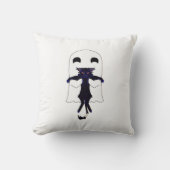Happy Ghost & Scraggly Black Cat Throw Pillow クッション (正面)