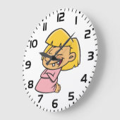 Happy Giggling Cartoon Girl ラージ壁時計 (傾斜)