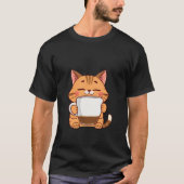 Happy Ginger Cat Hugging Coffee Mug Peace ✨🐾☕ Tシャツ (正面)