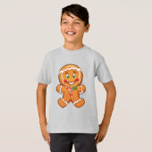 Happy Gingerbread Cookie – Kids Christmas Tee Tシャツ (正面フル)