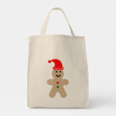 Happy Gingerbread man wearing a Santa hat トートバッグ (裏面)