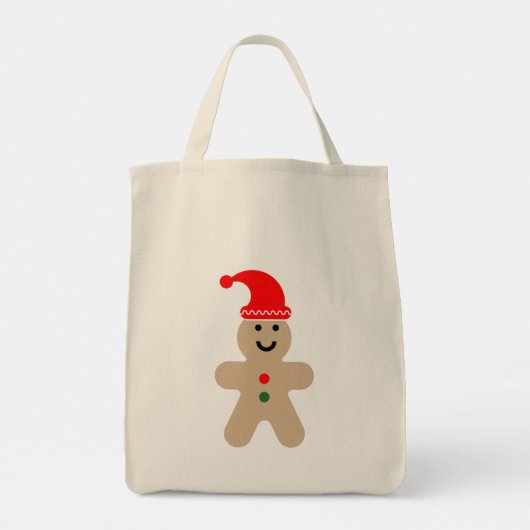 Happy Gingerbread man wearing a Santa hat トートバッグ (裏面)