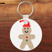Happy Gingerbread man wearing a Santa hat Keychain キーホルダー (裏面)