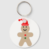 Happy Gingerbread man wearing a Santa hat Keychain キーホルダー (裏面)