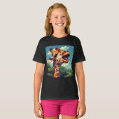 Happy GiraffeピクセルアートTシャツ Tシャツ (正面フル)