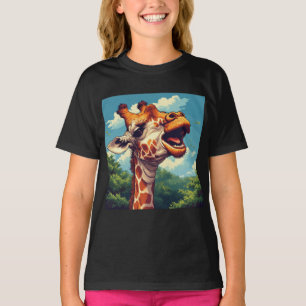 Happy GiraffeピクセルアートTシャツ Tシャツ