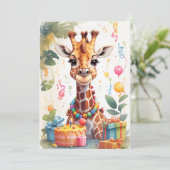 Happy Giraffe with Gifts & Cake | 招待状 (スタンド正面)