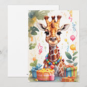 Happy Giraffe with Gifts & Cake | 招待状 (正面/裏面)