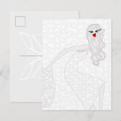 Happy Girl Dancing Coloring Postcard ポストカード (正面/裏面)