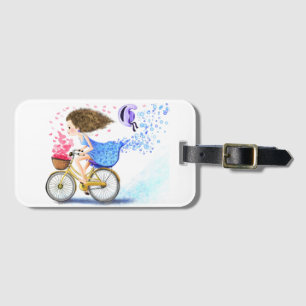 Happy Girl with Bikeラッゲージタグ ラゲッジタグ