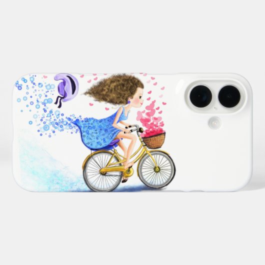 Happy Girl with Bike iPhone Case Case-Mate iPhoneケース (裏面 (横))