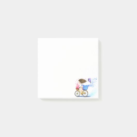 Happy Girl with Bike Post-it®ノート ポストイット (正面)