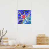 Happy Girl with Birds Poster Painting ポスター (キッチン)