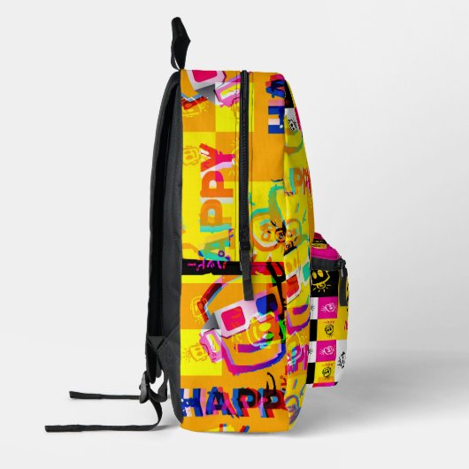 HAPPY GLITCHED Backpack プリントバックパック (左)
