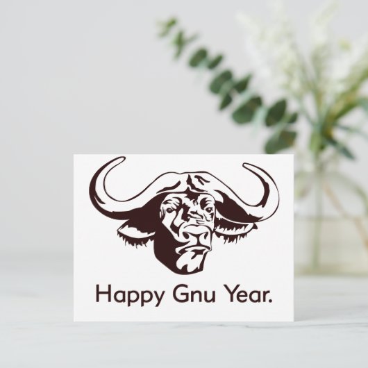 Happy Gnu Year ポストカード (スタンド正面)
