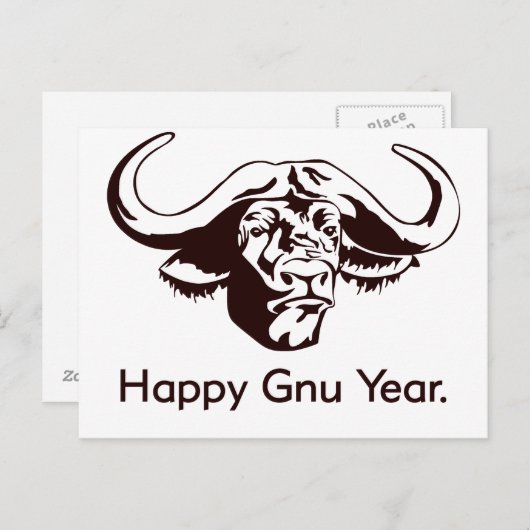 Happy Gnu Year ポストカード (正面/裏面)