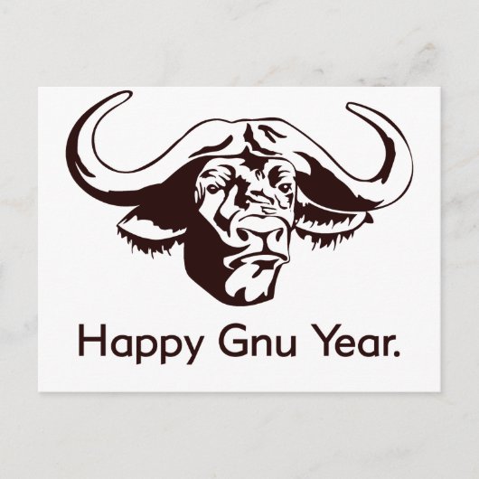 Happy Gnu Year ポストカード (正面)