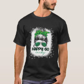Happy Go Lucky Messy Bun Shamrock St Patrick's Day Tシャツ (正面)