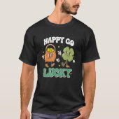 Happy Go Lucky Retro St Patricks Day Shamrock Pot Tシャツ (正面)