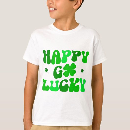 HAPPY GO LUCKY Shamrock St. Patrick Kid's T-shirt Tシャツ (正面)