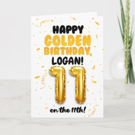 Happy Golden Birthday, 11th Birthday Card for Kids カード