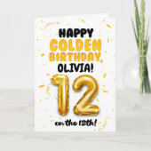 Happy Golden Birthday, 12th Birthday Card for Kids カード (正面)