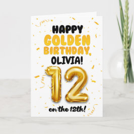 Happy Golden Birthday, 12th Birthday Card for Kids カード