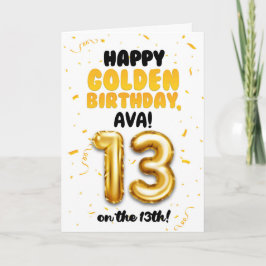Happy Golden Birthday, 13th Birthday Card for Teen カード